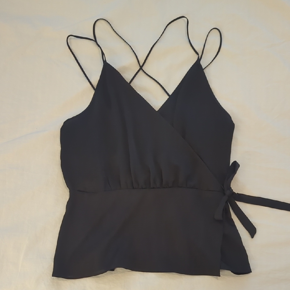 Black Wrap Tie Front Camisole